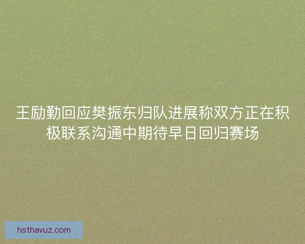 王励勤回应樊振东归队进展称双方正在积极联系沟通中期待早日回归赛场