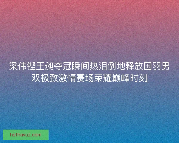 梁伟铿王昶夺冠瞬间热泪倒地释放国羽男双极致激情赛场荣耀巅峰时刻